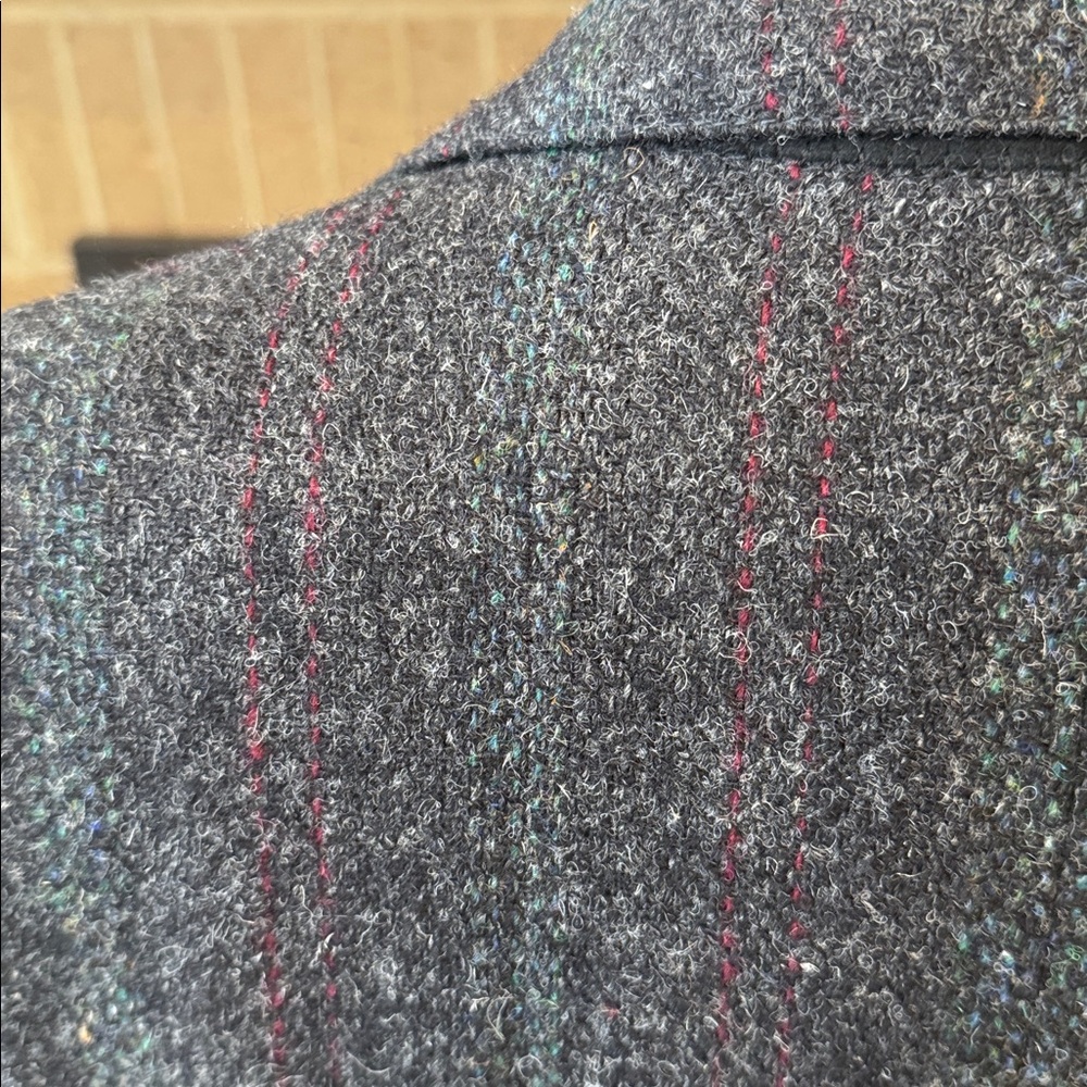 Harris Tweed mens 42L gray stripe 100% wool 2-button vintage blazer EUC - Picture 6 of 11